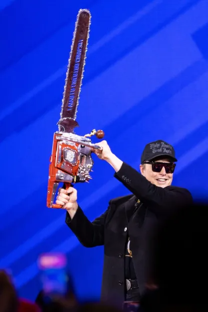 Elon Musk wields a chainsaw on day 1 of the 2025 Conservative Political Action Conference